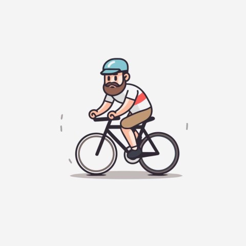 Cyclist in helmet riding bike. Vector illustration in flat style