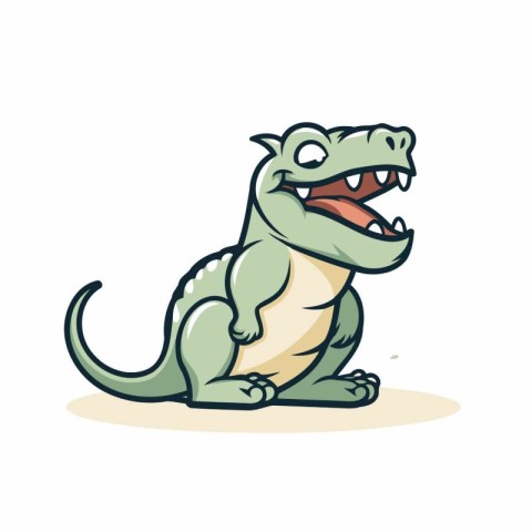 Funny cartoon dinosaur. Vector illustration isolated on a white