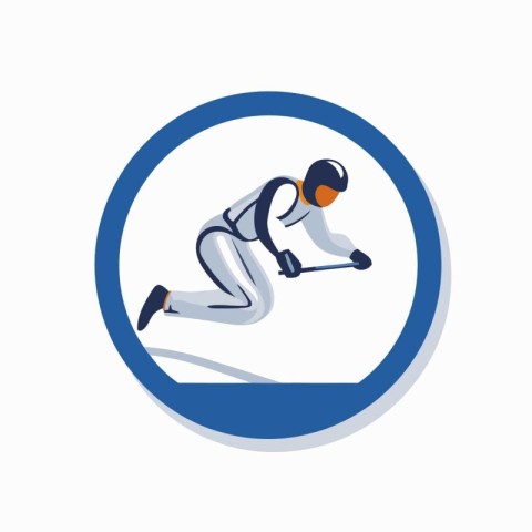 Baseball player in action. vector illustration. Flat design styl