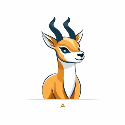 Gazelle. Vector illustration. Flat design. Isolated on white bac