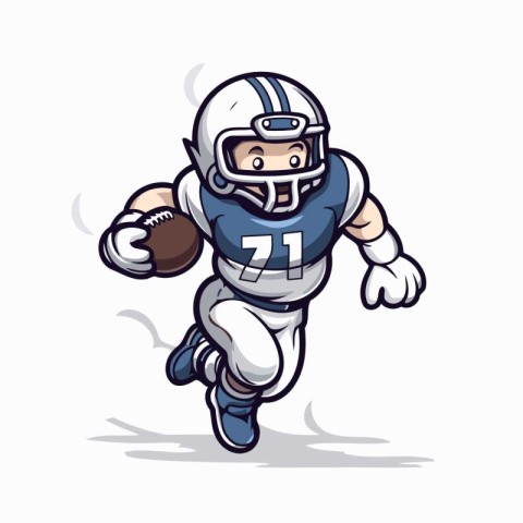 American football player running with ball. Vector illustration