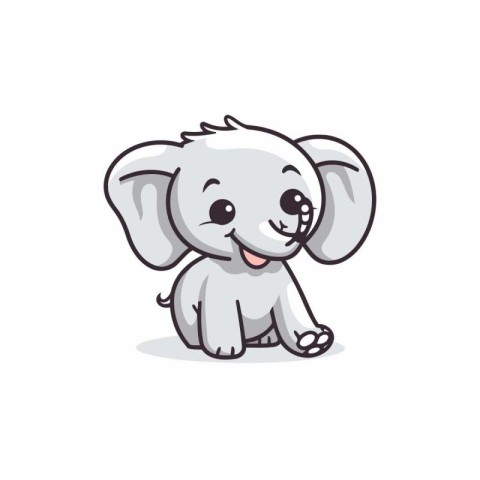 Cute elephant cartoon. Vector illustration isolated on a white b