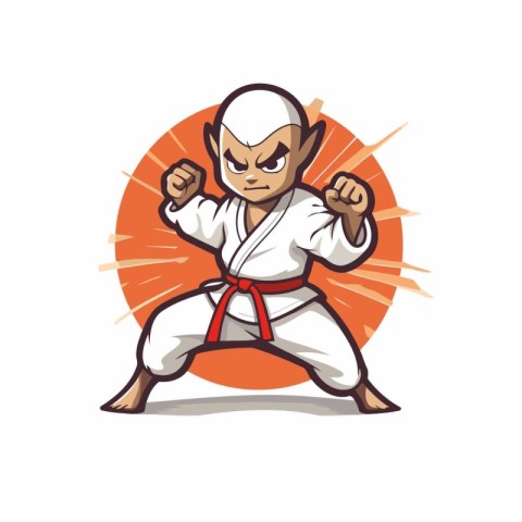 Taekwondo fighter cartoon vector illustration. Martial arts spor