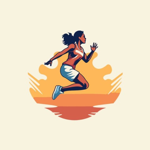 Running woman. Vector illustration of a female athlete running o