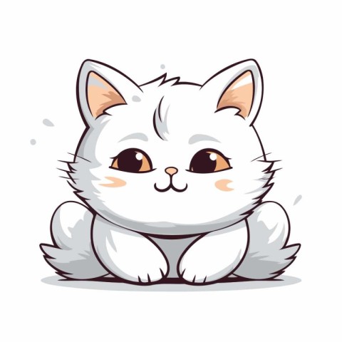 Cute cartoon cat. Vector illustration isolated on a white backgr