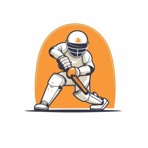 Cricket player hitting the ball with a bat. Vector illustration