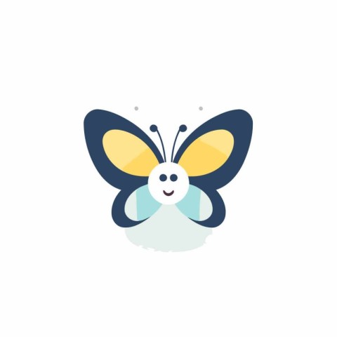 Butterfly icon in flat color style. Insect vector illustration o