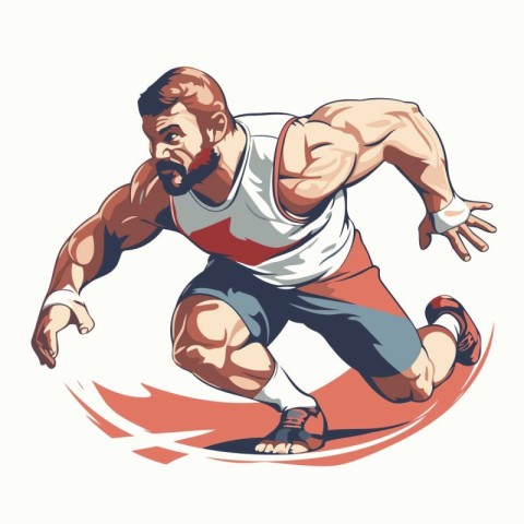 illustration of a running man with a beard in a tracksuit