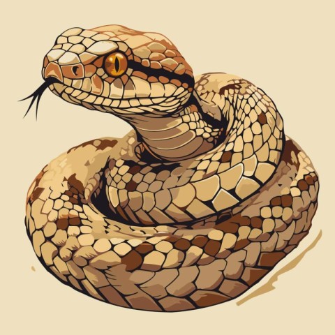 Vector illustration of a snake on a beige background. Eps 10