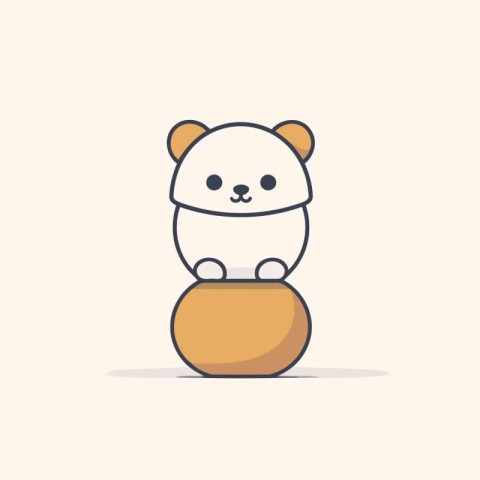 Cute panda sitting in a clay pot. Vector illustration.