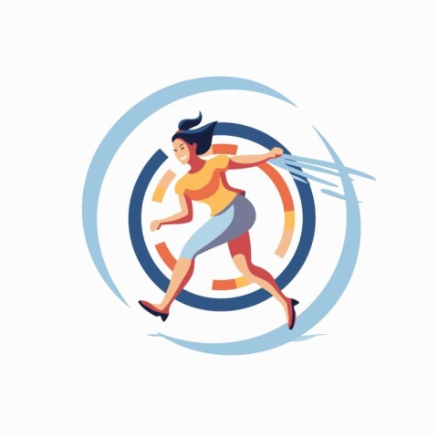 Running woman. Sport and healthy lifestyle. Vector illustration