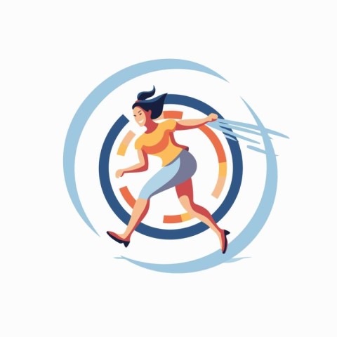 Running woman. Sport and healthy lifestyle. Vector illustration