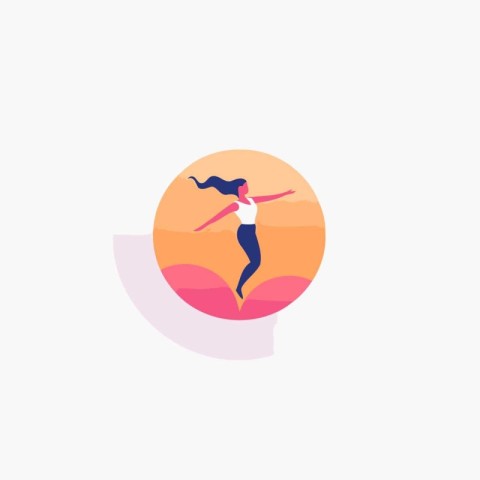 Yoga flat icon. Healthy lifestyle concept. Vector illustration i