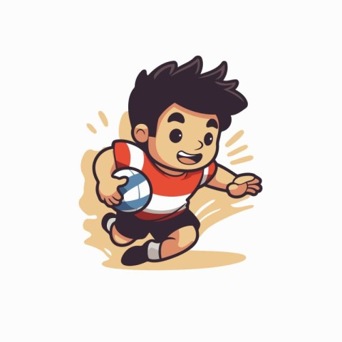 Soccer player running with ball cartoon vector Illustration on a