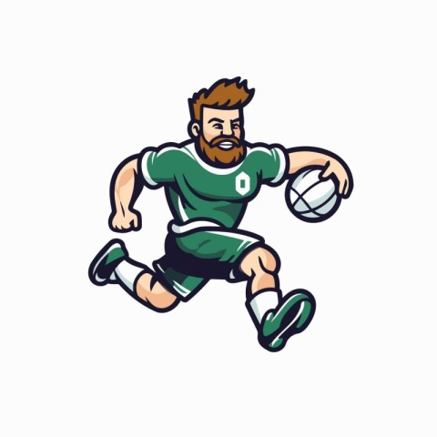 Illustration of a rugby player running with ball viewed from fro