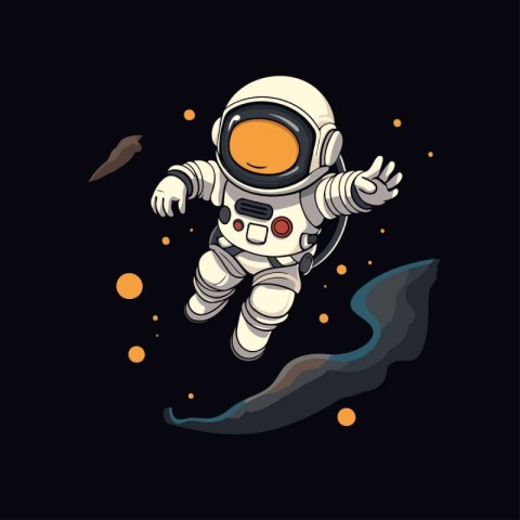 Astronaut flying in space. vector illustration. Astronaut in spa