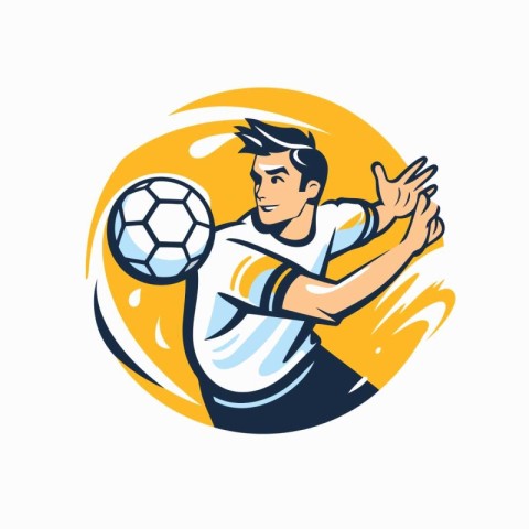 Soccer player with ball. Vector illustration of a soccer player