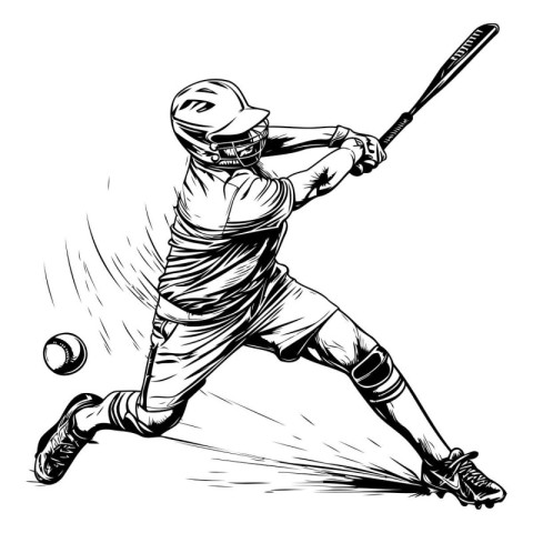 Baseball player in action. Vector illustration ready for vinyl c