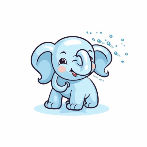 Cute little elephant cartoon isolated on white background. Vecto