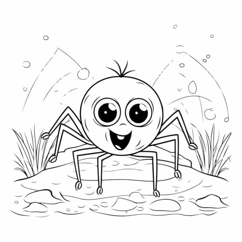 Coloring Page Outline Of cartoon spider. Vector illustration for