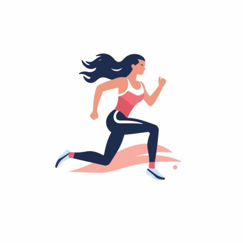 Running woman. Active lifestyle. Vector illustration in a flat s