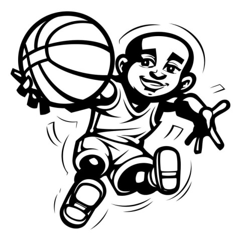 Basketball player with ball. Vector illustration ready for vinyl