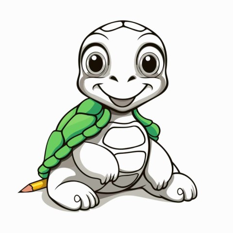 cute cartoon turtle on a white background. vector illustration.