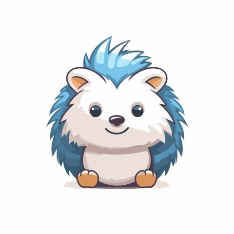 Cute cartoon hedgehog. Vector illustration isolated on white bac