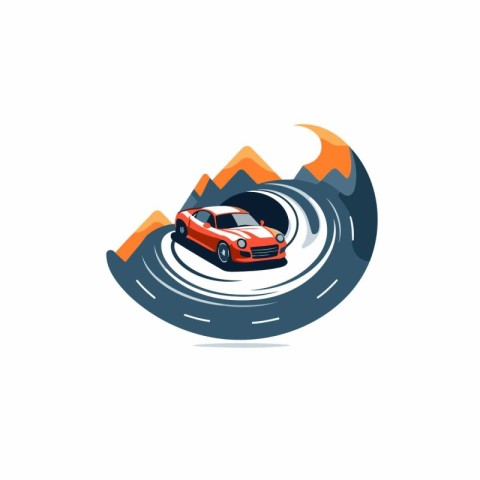 Race car vector logo design template. Car and mountain logo desi