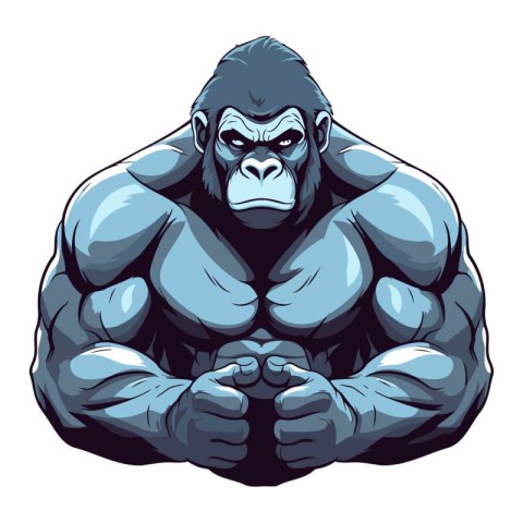 Vector illustration of a strong gorilla with folded hands. Bodyb