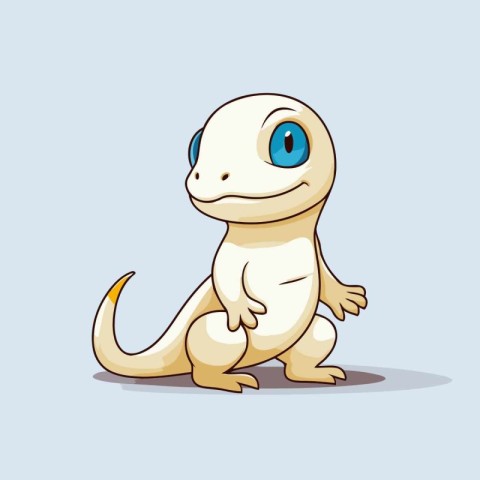 Cute cartoon baby lizard isolated on blue background. Vector ill