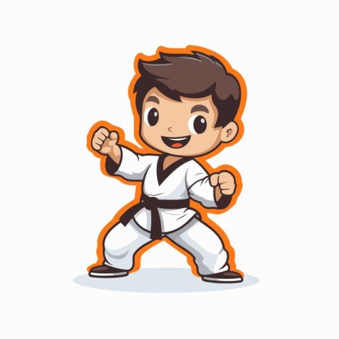 Taekwondo Mascot Character Vector Illustration Design.