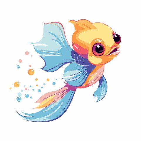 Cartoon goldfish. Vector illustration. Isolated on white backgro