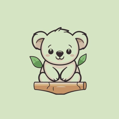 Cute koala sitting on a log. Vector illustration in cartoon styl