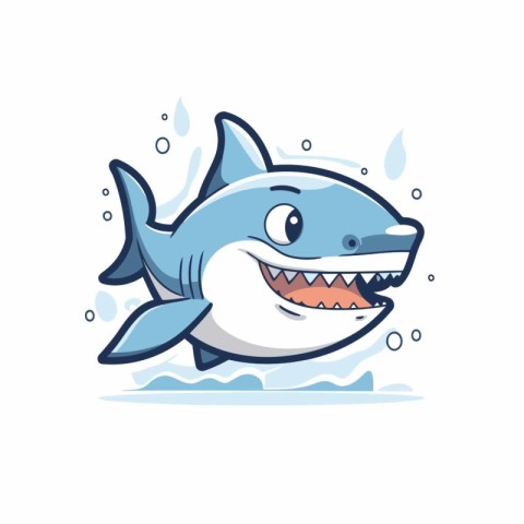 Cute shark cartoon vector illustration. Isolated on white backgr