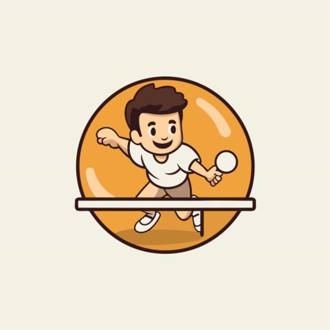 Table tennis player icon. Cartoon vector illustration. Flat desi