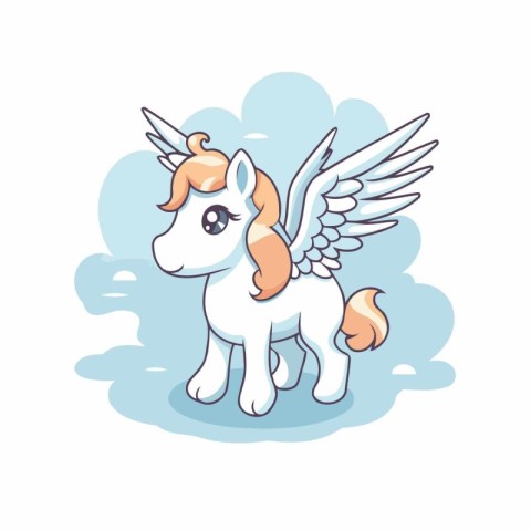 Unicorn with wings on a white background. Vector illustration.