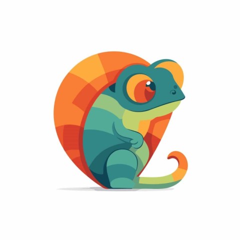 Cute chameleon isolated on white background. Vector illustration