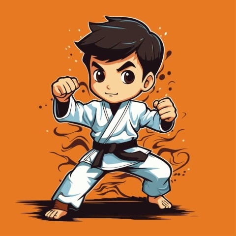 Cartoon karate boy. Vector illustration of a karate boy.