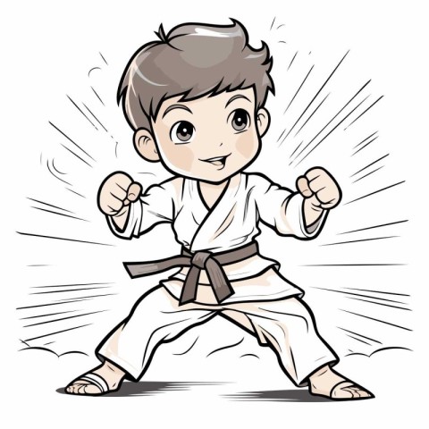 Karate boy cartoon vector illustration. Vector illustration of k