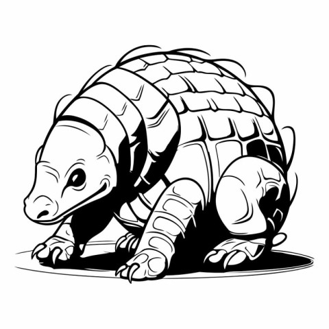 Vector image of a black and white tortoise on a white background