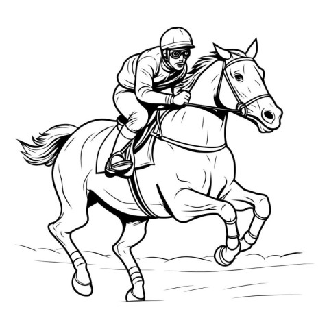 Jockey on a horse. Vector illustration ready for vinyl cutting.