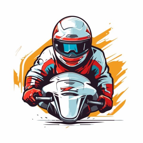 motorcycle racer with helmet on the road. vector illustration.