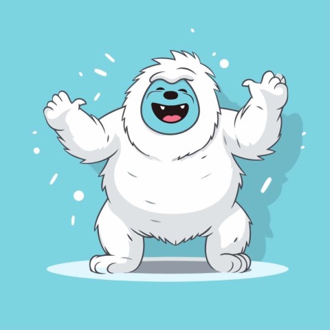 funny cartoon white polar bear on a blue background. vector illu