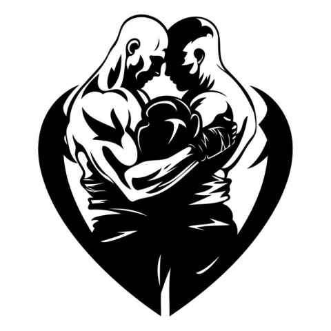 Boxing couple in love. Vector illustration ready for vinyl cutti