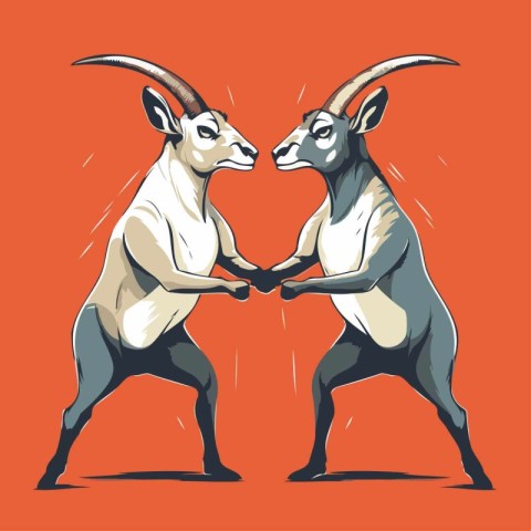 Two goats shaking hands. sketch vector illustration isolated on