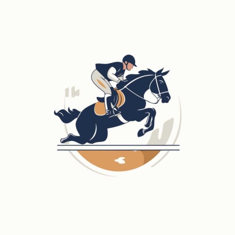 Jockey riding a horse. equestrian sport. vector illustration