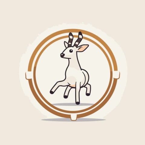 Deer in circle. Vector illustration of a cartoon deer on a light