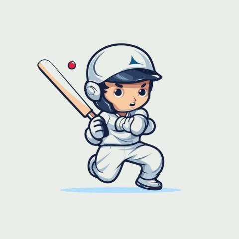 Cricket Player Cartoon Mascot Character Design Vector Illustrati