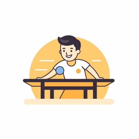 Table tennis player. Vector illustration in flat style on white